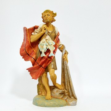 Pescatore con Rete e Pesci...