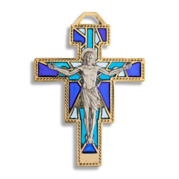 Croce in Metallo Oro e Blu