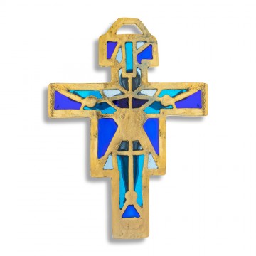 Croce in Metallo Oro e Blu