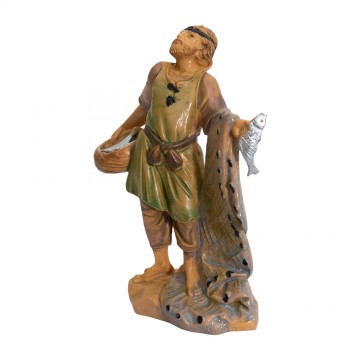 Pescatore con Rete e Pesci...