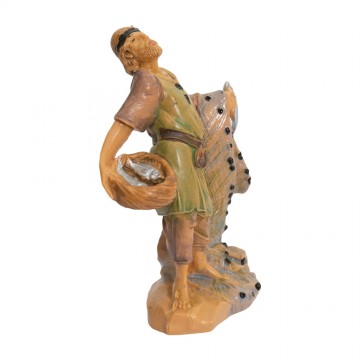 Pescatore con Rete e Pesci...