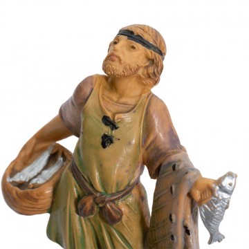 Pescatore con Rete e Pesci...