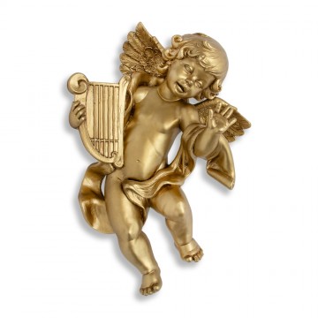 Angelo con Lira in Resina Oro