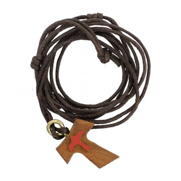 Pendente Tau in Legno e Corda