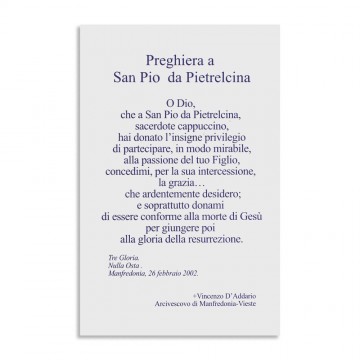 Santino San Pio con Preghiera