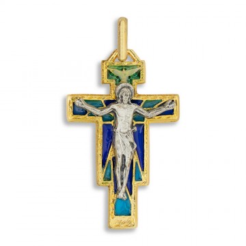 Pendente Croce Smaltata Oro...