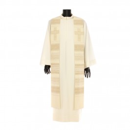 Stola Rigata con Croce Ricamata