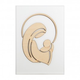 Quadro Legno Laccato Madonna con Bambino