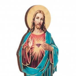 Statuetta Legno Sacro Cuore di Gesù