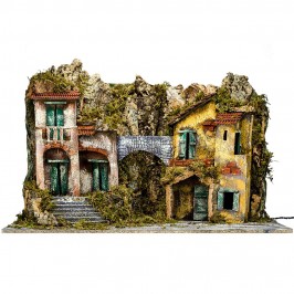 Ambientazione Presepe con Case e Luci