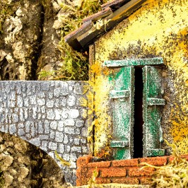 Ambientazione Presepe con Case e Luci