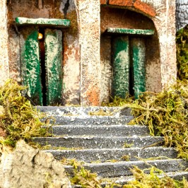 Ambientazione Presepe con Case e Luci