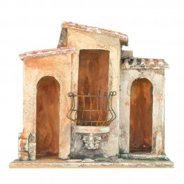 Borgo in Resina con Ringhiera in Metallo per il Presepe