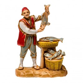 Pescivendolo con Cesti di Pesce per il Presepe