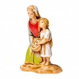 Donna inginocchiata con Bambina per il Presepe