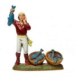 Pescivendolo con Cesti di Pesce