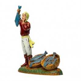 Pescivendolo con Cesti di Pesce