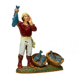 Pescivendolo con Cesti di Pesce