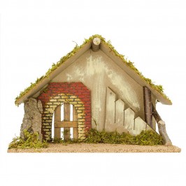 Capanna con Muretto e Porta per Natività 12 cm