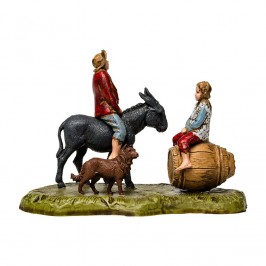 Pastore su Asino con Bambino sulla Botte
