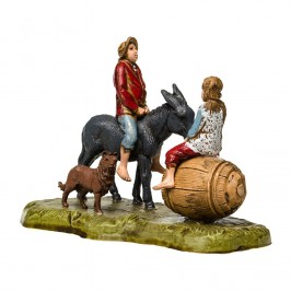 Pastore su Asino con Bambino sulla Botte