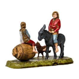 Pastore su Asino con Bambino sulla Botte