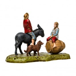 Pastore su Asino con Bambino sulla Botte