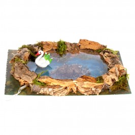 Lago con Cigno e Luci per il Presepe