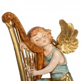 Angelo con Arpa Fontanini cm 15
