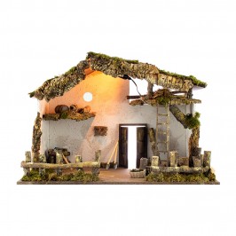 Capanna con Luce per il Presepe