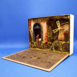 Libro con Natività e Mulino per Presepe 