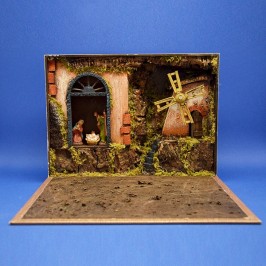 Libro con Natività e Mulino per Presepe 