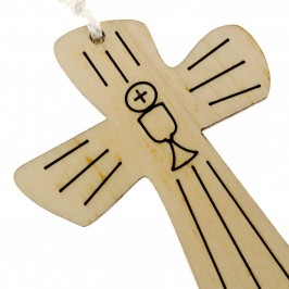 RICORDO PRIMA COMUNIONE - PRIMA CONFESSIONE - CROCE LEGNO