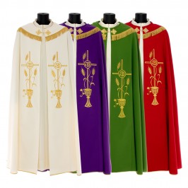 Piviale con Ricami Calice, Spighe e JHS