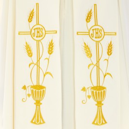 Piviale con Ricami Calice, Spighe e JHS