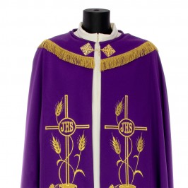 Piviale con Ricami Calice, Spighe e JHS