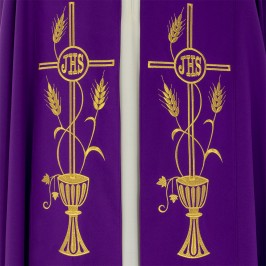 Piviale con Ricami Calice, Spighe e JHS