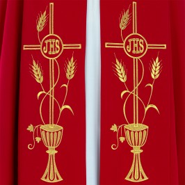 Piviale con Ricami Calice, Spighe e JHS