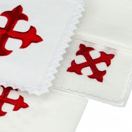 Set Messa con Ricamo Croce in filo Rosso