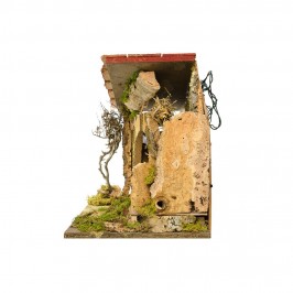 Capanna per Presepe con Luci e Fontana