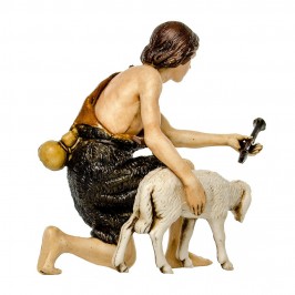 Pastore in Ginocchio con Pecora per il Presepe