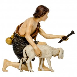 Pastore in Ginocchio con Pecora per il Presepe