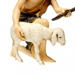 Pastore in Ginocchio con Pecora per il Presepe