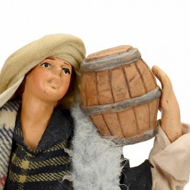 Uomo con Botte in Terracotta cm 18