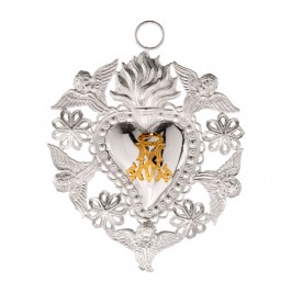 Cuore Votivo Mariano in Metallo