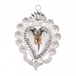 Ex Voto Cuore con Fiori in Filigrana Argento