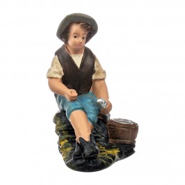 Pastore con Pesci in Gesso 15 cm