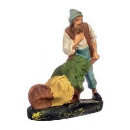 Pastore con Cariola in Gesso